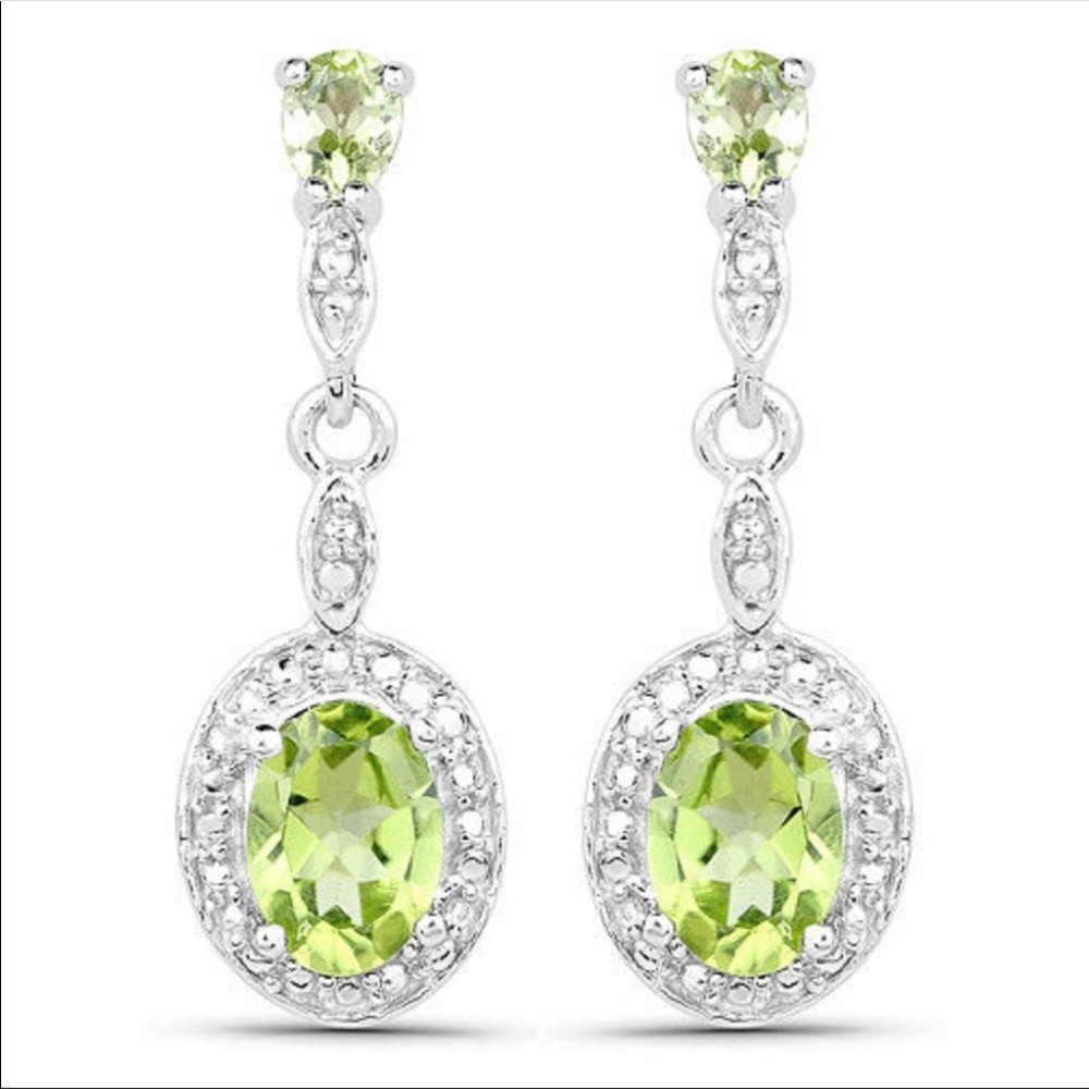 Sterling Silver Peridot Dangle Earrings